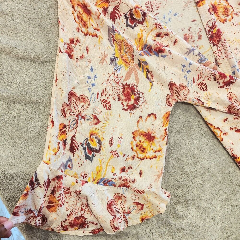 Versona Pink Floral Flutter Sleeve Kimono Size Medium Boho Festival Coastal - Picture 4 of 9